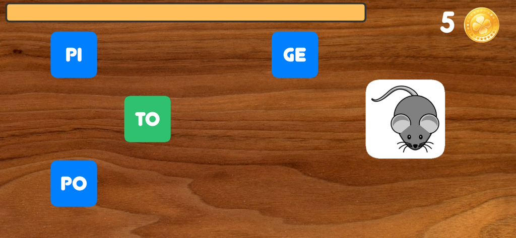 Scrivere con le sillabe Pro - Educational game interface for learning Italian syllables with an image of a mouse.
