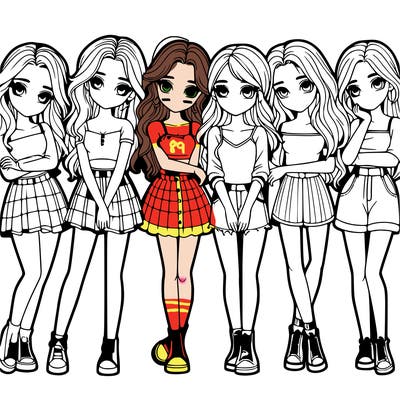 a group of girls realistic