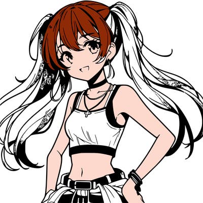 anime girl wearing crop top
