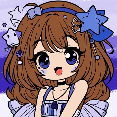 cute anime girl with star accessories