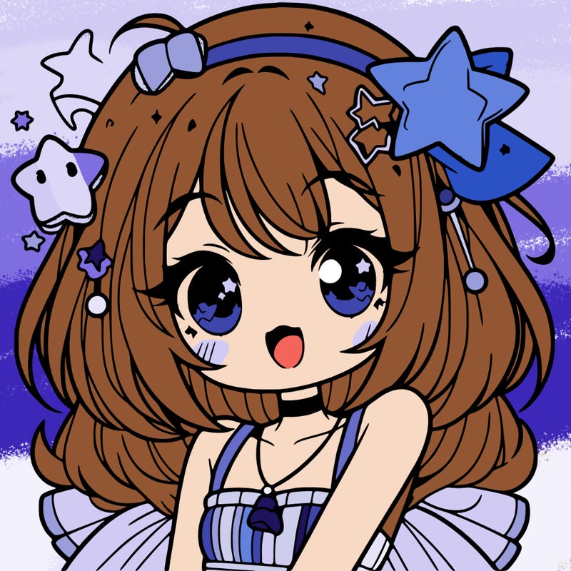 cute anime girl with star accessories