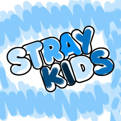 bubble letters saying stray kids