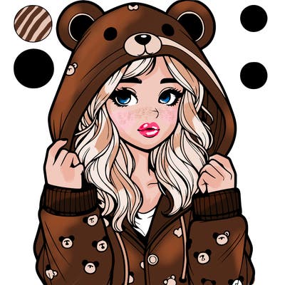 realistic girl in a animal pjs hoodie