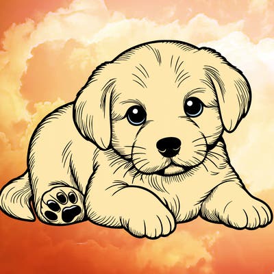 a cute realistic puppy