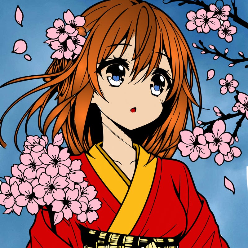 anime girl with cherry blossoms