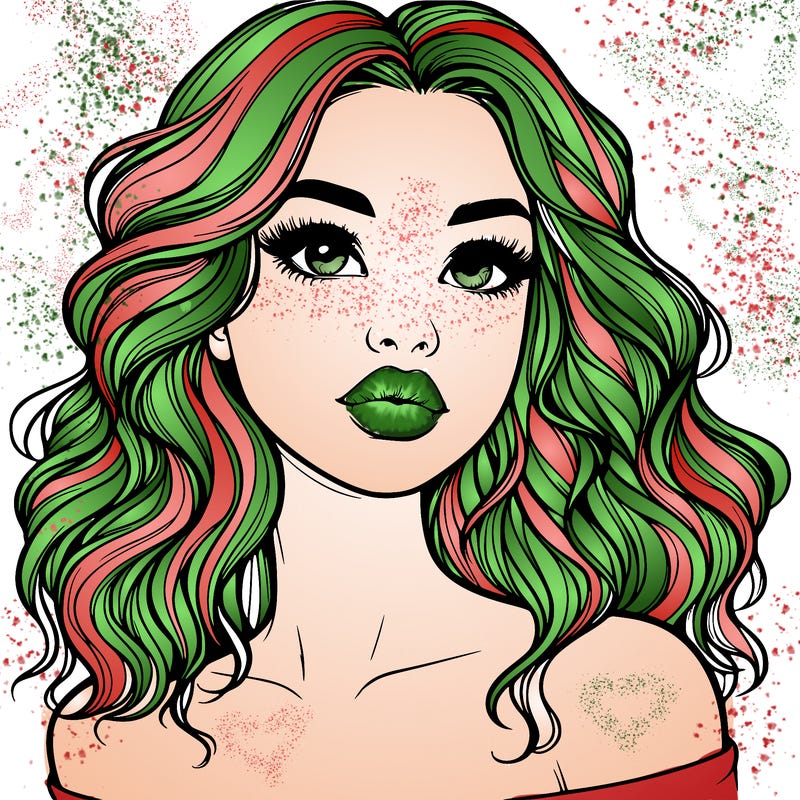 realistic girl with wavy hair and lips