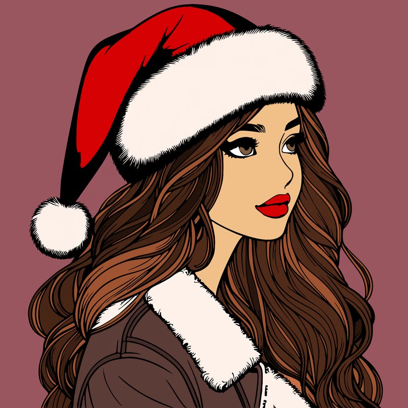 realistic girl in santa hat