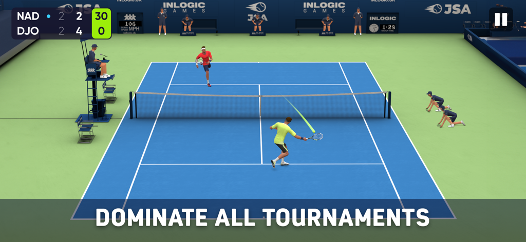 Tennis Open 2025 - Clash Sport - Un partido de tenis profesional en una pista azul en Tennis Open 2025