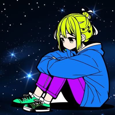 sad anime girl sitting alone