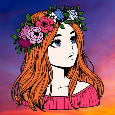 realistic girl with a flower crown