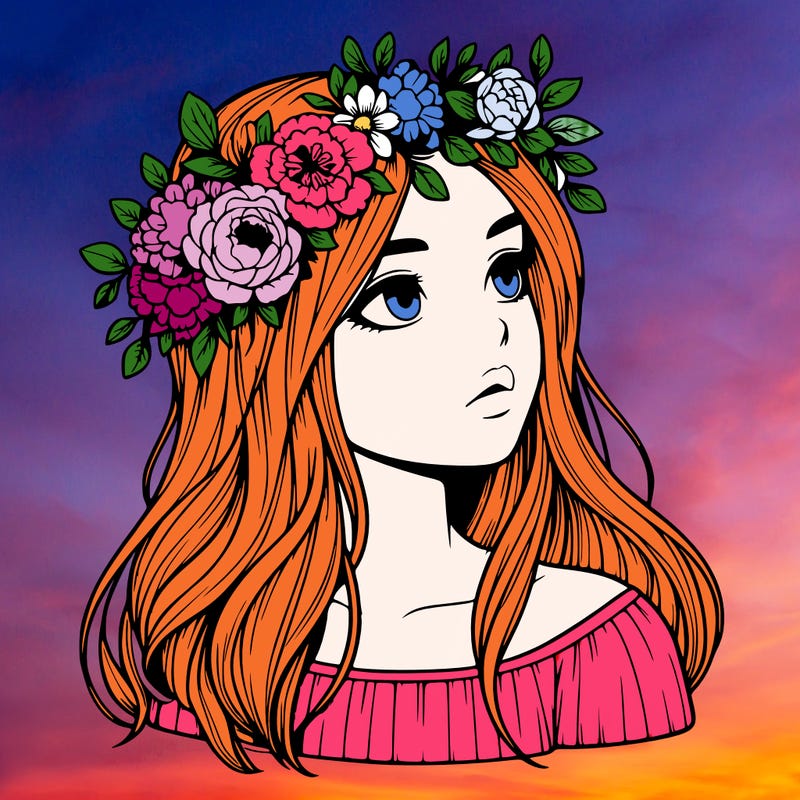 realistic girl with a flower crown