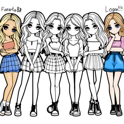 a group of girls realistic