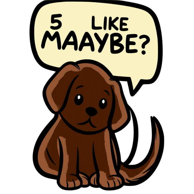 a puppy that says 5 like maybe