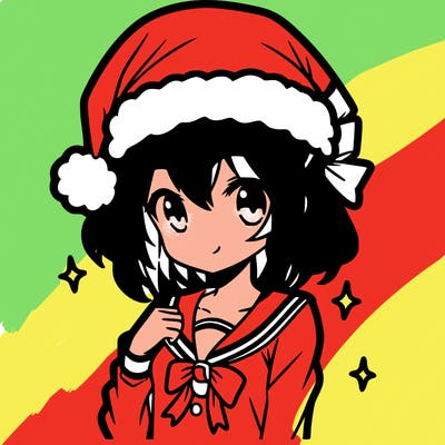 anime girl wearing a santa hat