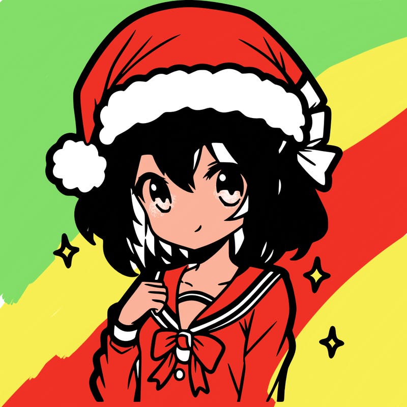 anime girl wearing a santa hat