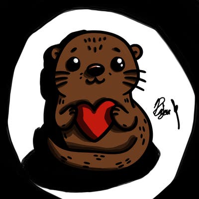 otter with a heart