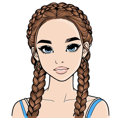 realistic girl with braids