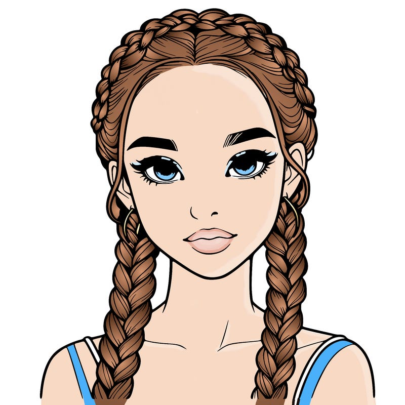 realistic girl with braids