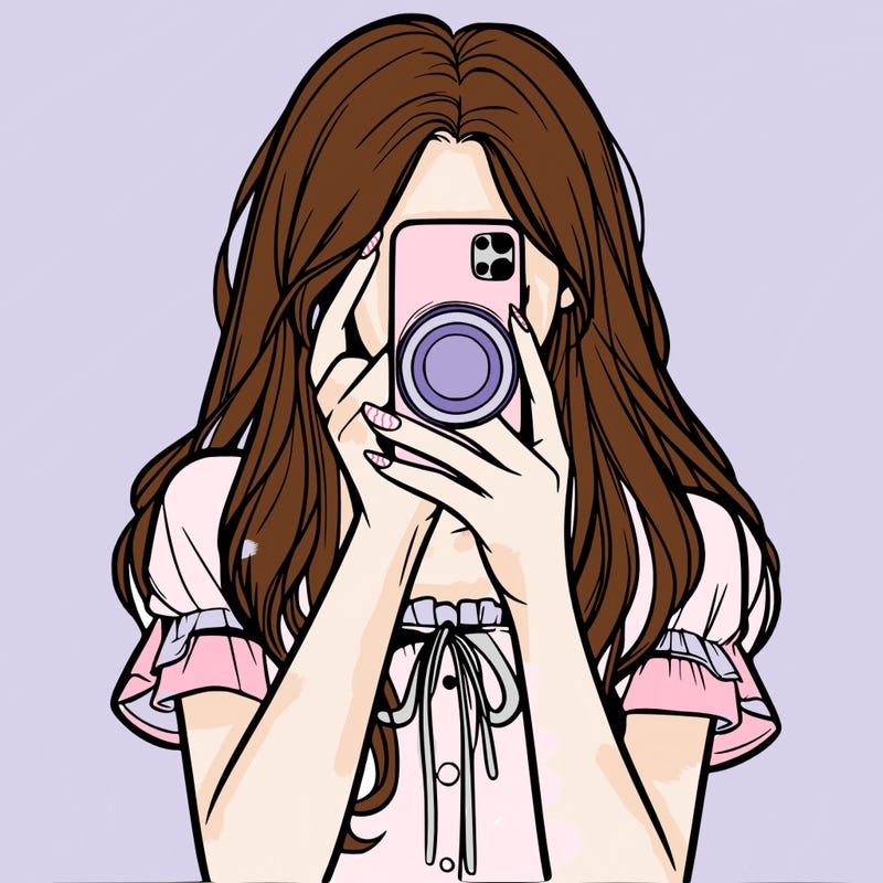 a realistic girl holding her phone taking pictures