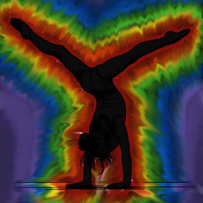 realistic gymnastic hand stand girl in four splits