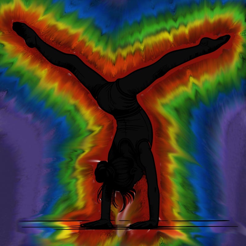 realistic gymnastic hand stand girl in four splits