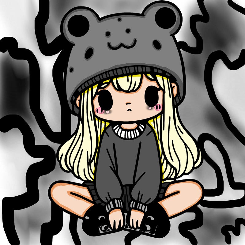 a girl wearing a frog hat and some frog socks