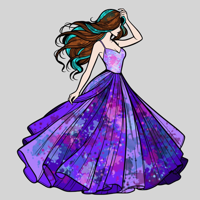 realistic woman with dress flowing in the wind