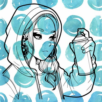 a realistic girl, spray painting