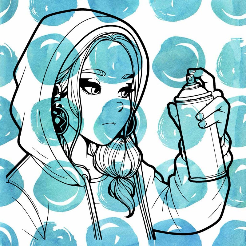 a realistic girl, spray painting