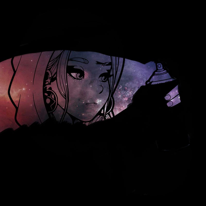 a realistic girl, spray painting