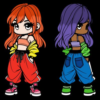 girl in crop top and baggy pants