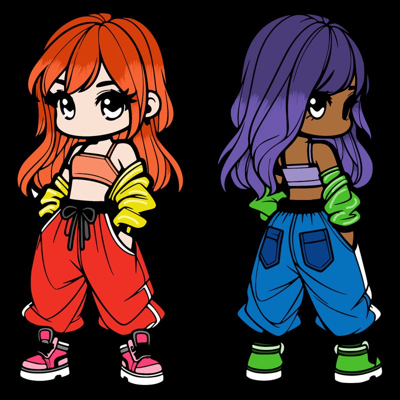 girl in crop top and baggy pants