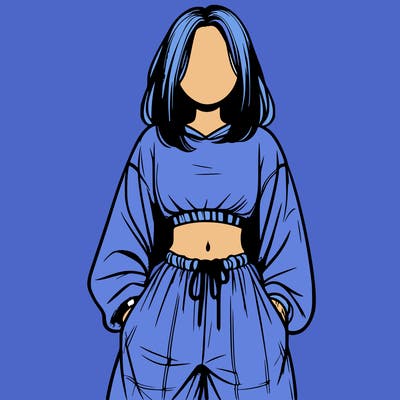 realistic girl faceless with baggy pants and a crop top