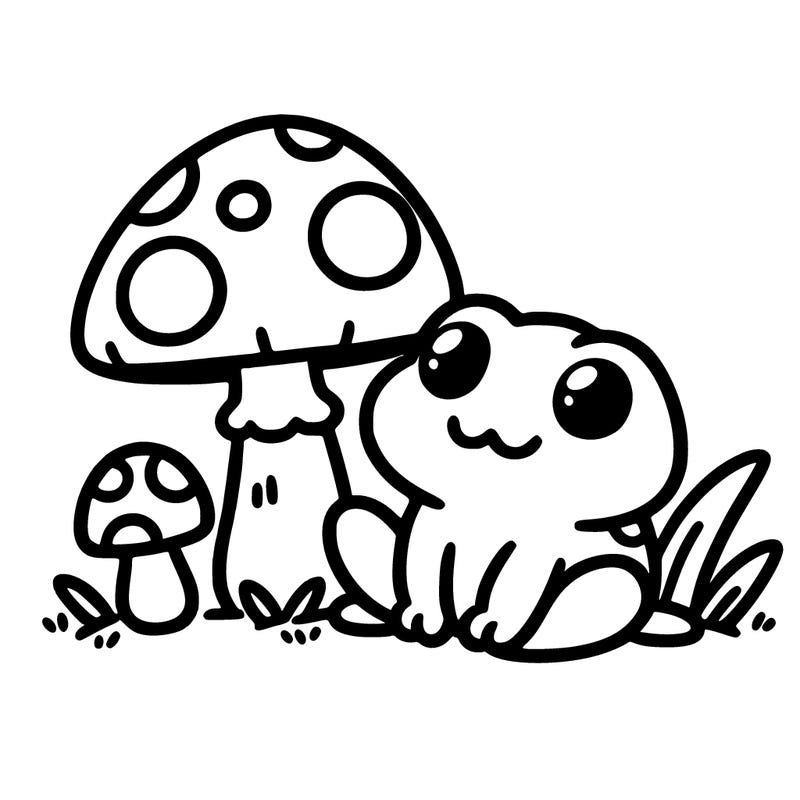 cute froggy with mushroom