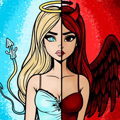 devil vs angel realistic girl