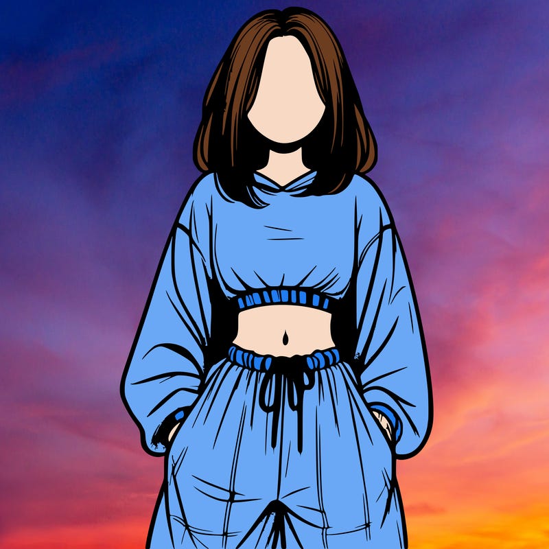 realistic girl faceless with baggy pants and a crop top