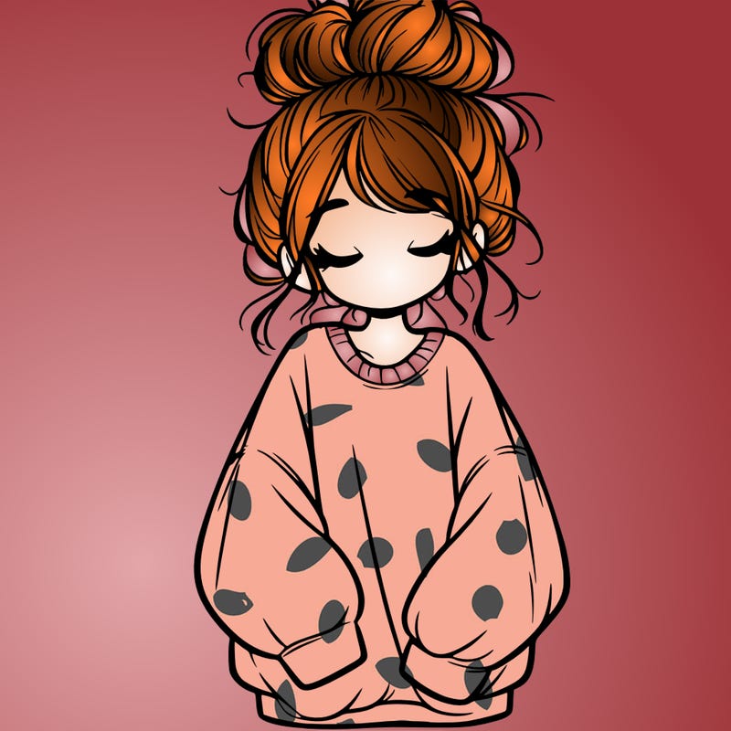 girl with baggy sweatshirt and messy bun