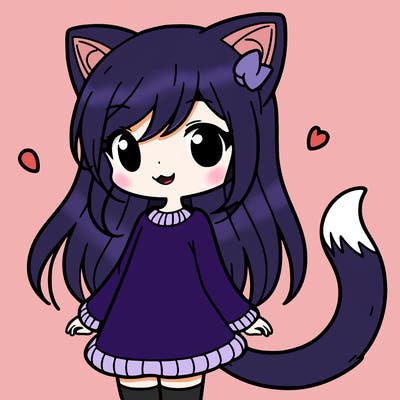 girl with cat ears and tail