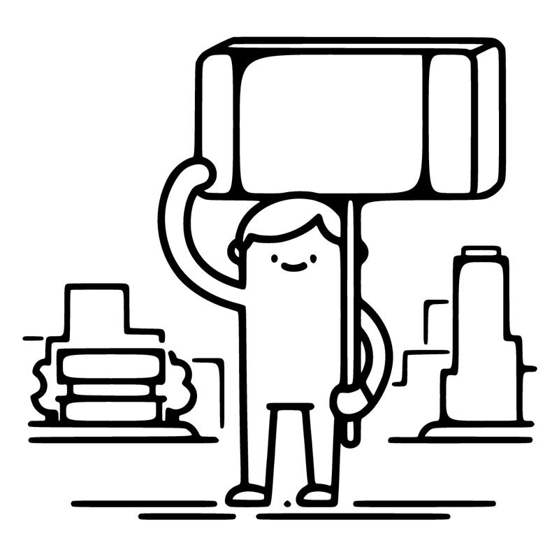 man holding up a sign, standing