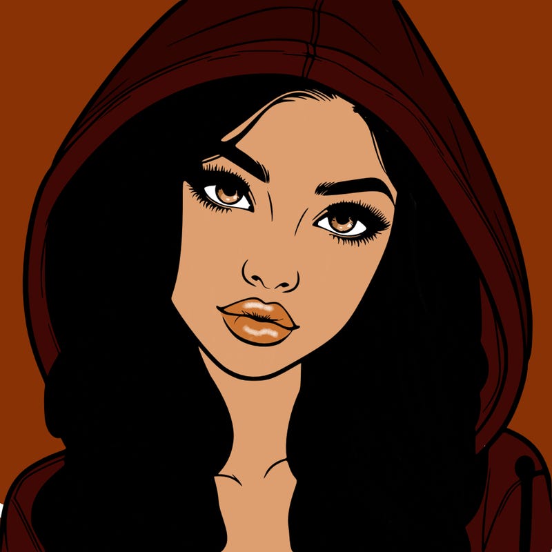 realistic beautiful girl with a hood on