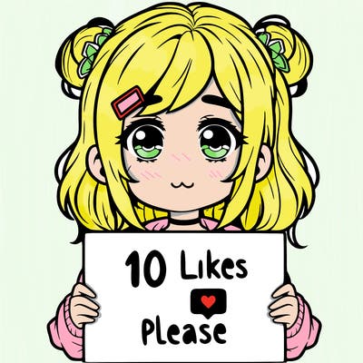 a girl with a sign saying 10 likes please