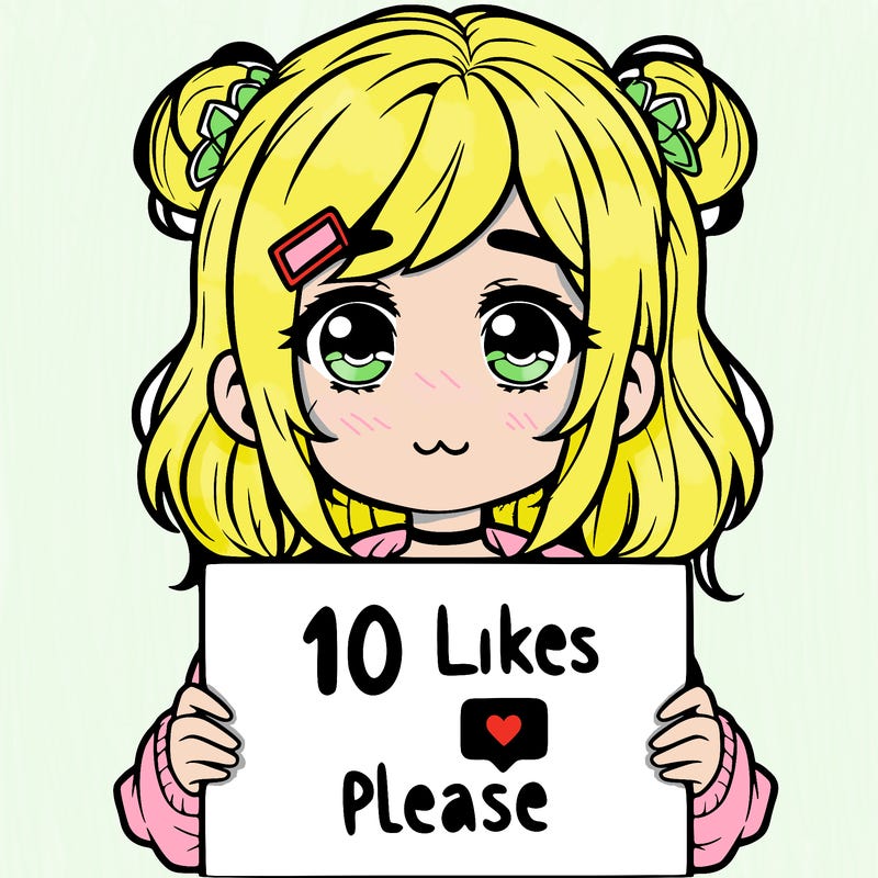 a girl with a sign saying 10 likes please