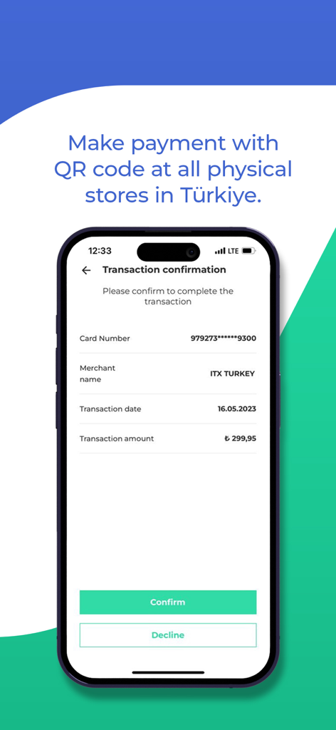 Letim app transaction confirmation screen for a QR code payment in Turkey
