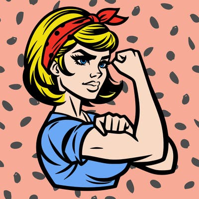 strong woman with a 60s american ad style