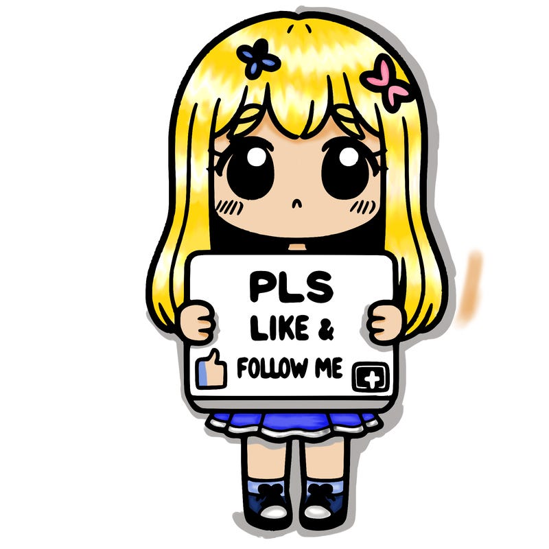girl holding a sign that says pls like and follow me