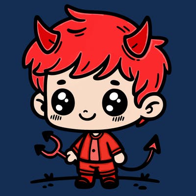cute small devil boy