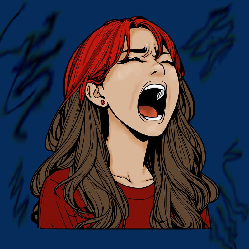 screaming realistic, girl