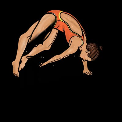 diving of olympics jump from platform, wear swimming suit, diving