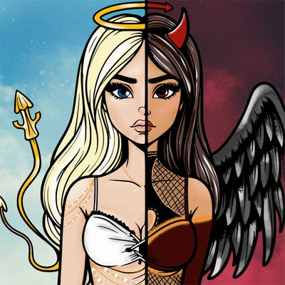 devil vs angel realistic girl