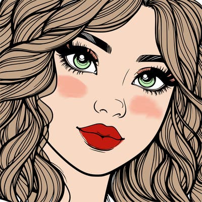 beautiful realistic girl close up to the camera with wavy hair,